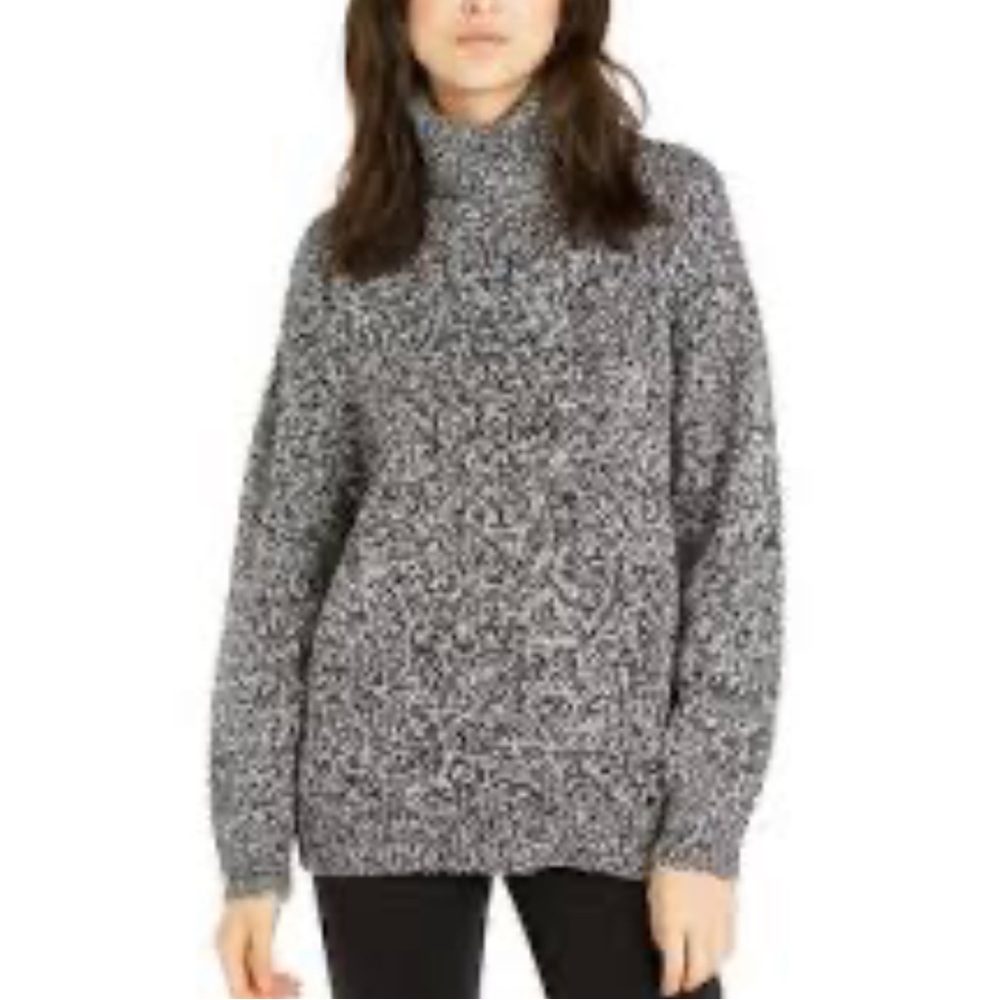Asos Gray Black Turtleneck Long Sleeve Printed Size‎ 6 Sweater Roll Neck